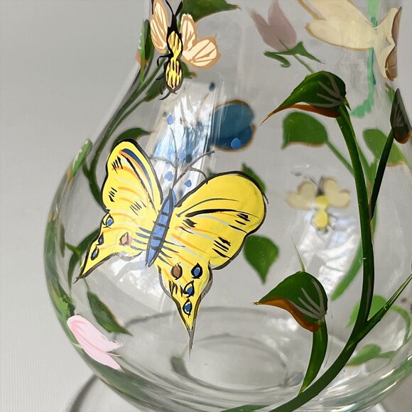 Vintage Lenox Butterfly Meadow Hand Painted Glass Vases Set of 3 - Picture 2 of 5